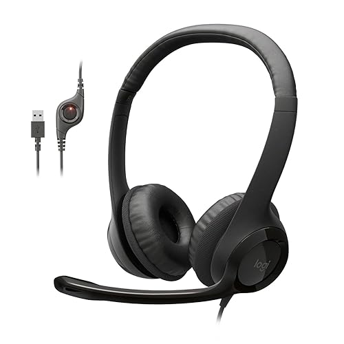 Logitech H390 Wired Headset PC/Laptop Stereo Headphones, USB-A, Black | For PC/Laptop, stereo headphones, microphone, in-line controls, works with Chromebook