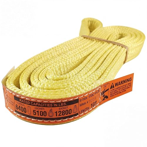 DD Sling 1" x 10' Nylon Endless Lifting Sling – USA Made | 6,400 lb Vertical, 5,100 lb Choker, 12,800 lb Basket – 2 Ply Heavy Duty 900 Webbing, Type 5 Endless Rigging Sling