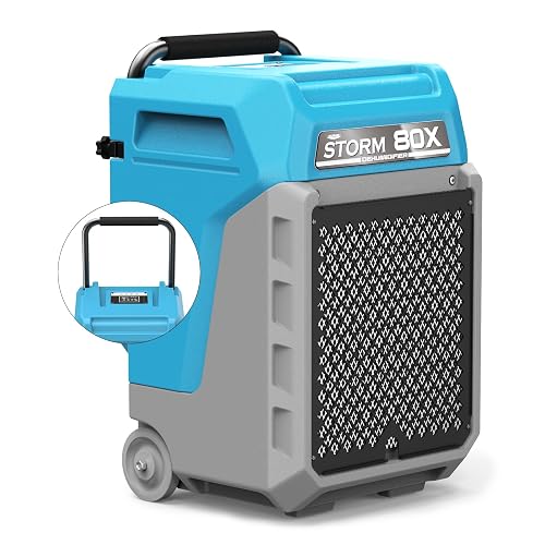 ALORAIR 170 PPD Commercial Dehumidifier with Pump, LGR for Industrial Use | Portable Dehumidifier with Wheels and Drain Hose, for Water Damage Restore, 6-Year Limited Warranty, Storm 80X (Blue)