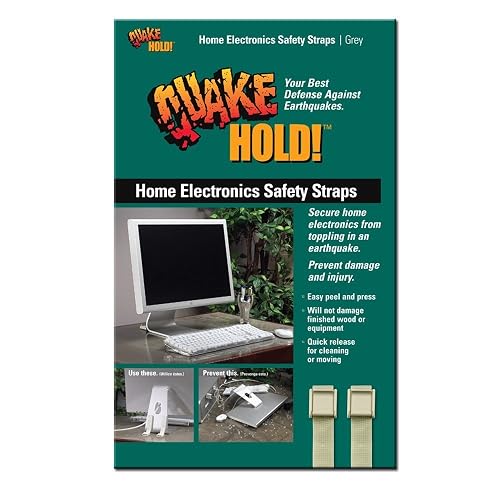 QuakeHold! 4172 Home Electronic Safety Strap, Grey | Protect valuable computers and equipment with adjustable two-point nylon straps that resist movement and install in minutes.