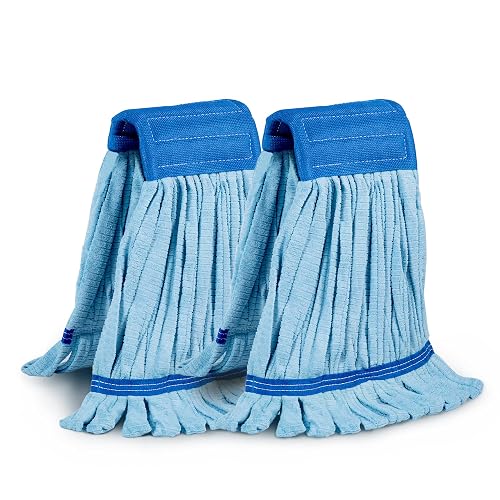 2 Pack - Large Commerical Microfiber Tube Mop 400GSM - Heavy Duty Industrial Wet Mop Head Refill, Thick Fiber, Replacement Heads, Extra Absorbent
