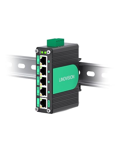 LINOVISION Industrial 5 Ports Gigabit 12V PoE Switch, Solar Powered Switch | Support DC 9–54V Input to 48V PoE Output | 4 x IEEE 802.3af/at Ports 30W @120W | IP40 for Solar Power/RV Truck/VoIP Systems