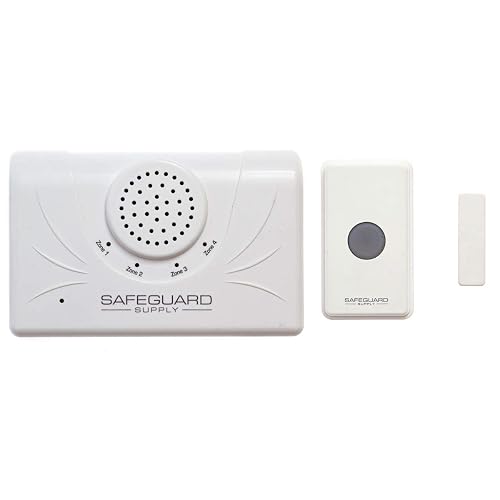 Safeguard Supply 4000ft Long Range Wireless Doorbell for Business and Home | Commercial Door Buzzer System Push Button, Door Contact Transmitter Where Door Chimes When Door Opens, Plug-in chime receiver