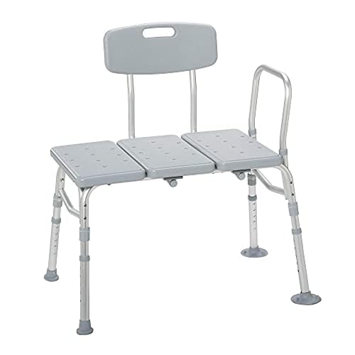Drive Medical Tub Transfer Bench for Bathtub, Height Adjustable | Aluminum Tub Transfer Bench Offers Comfortable Backrest and Height Adjustable Design, 350 Lb Capacity