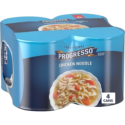 Progresso Traditional Chicken Noodle Canned Soup, 19 oz, 4 Pack | White Meat Chicken, Egg Noodles, Savory Vegetables, No Artificial Flavors or Colors, Ready to Serve