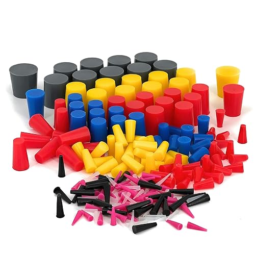 High Temp Masking Supply 235 Piece Silicone Rubber Plug Set | Sizes 1/32" to 1", Tapered Stoppers, Powder Coating, Painting, Ceramic Coating, Sealing Holes, Non-Toxic, Flexible, Reusable