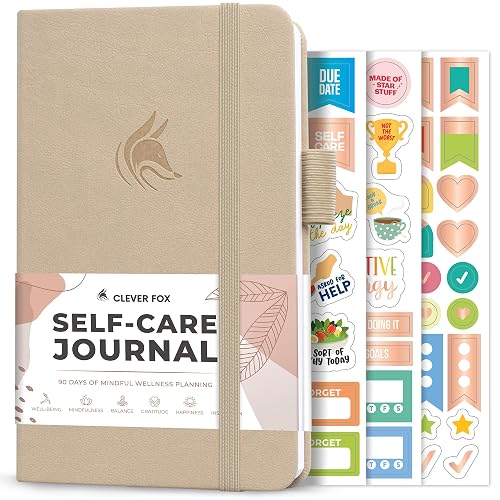 Clever Fox Self-Care Journal for Women, Daily Planner 6.2x3.9 Seashell | 3-month mental health journal, habit tracker, wellness journaling supplies for women & teen girls, gratitude & mood log