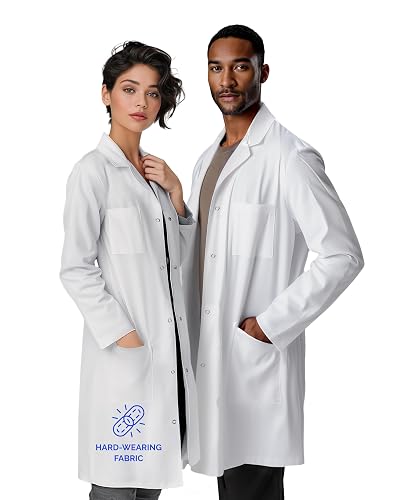 LuluLab Medical Lab Coat for Men and Women, 40 Inch Relaxed Fit, 3 Pockets, Doctor Nurse Scientist Coat Technician Pharmacist