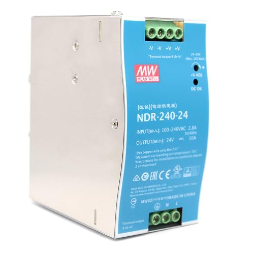 MEAN WELL NDR-240-24 240W 24VDC 10A AC/DC Industrial DIN Rail Power Supply Single Output for Industrial Applications