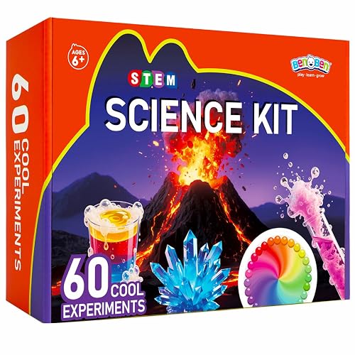 BenBen Science Kit for Kids Age 6-8, 60 Starter Experiments,Birthday Gift | STEM Toy for Boys Girls, Homeschool Classroom Education, Family Group Screen-free Learning Activity, Back to School Gift