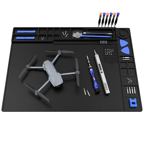 STREBITO Soldering Mat Large, Repair Mat 932°F Heat Resistant 21.7"x15.8'' | Silicone Soldering Work Mat Magnetic Screw Mat for Soldering Iron, Electronics, PC Building, Laptop, RC, Phone, Computer