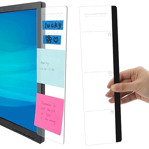 Office Supplies for Women Men 2pcs Monitor Memo Board with Functional Areas | Computer Monitor Memo Board Computer Sticky Note Holder