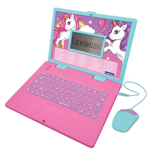 Lexibook, Unicorn Educational Laptop for Kids, JC598UNIi2 | English/Spanish, 124 activities, Learning games and music