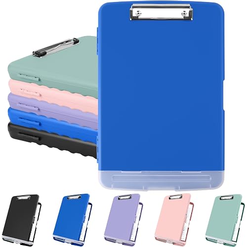 Meiikun Clipboard with Storage, Plastic Clipboards 8.5x11 with Pen Holder, High Capacity Nursing Clipboard Folder, Side Opening Storage Clip Board for Office Work Nurses Teachers (Blue)