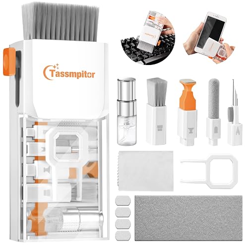 All-in-1 Keyboard Cleaner Laptop Cleaning Kit,Computer Screen-Safe Tools | MacBook iPad iPhone,Electronics Brush Tool for PC Camera Lens Earbuds,Deep Cleaning Spray Cloth, High-Density Soft Brush