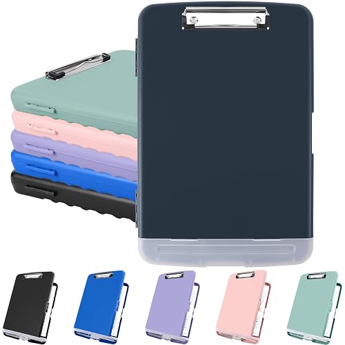 Meiikun Plastic Storage Clipboard, Clipboards with Storage, Nursing Clipboard with Pen Holder, Clip Boards 8.5x11 A4 Paper Folder for Nurse, Teacher, Work, Classroom (Navy)