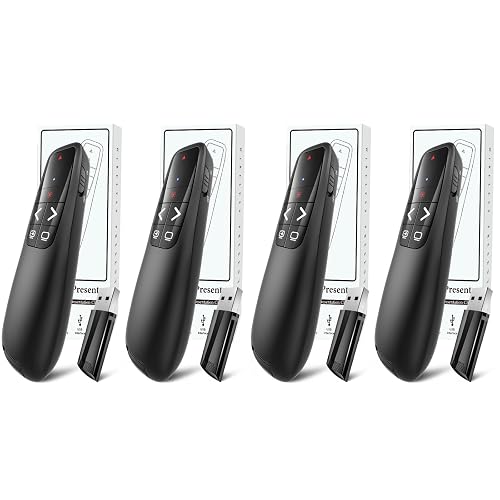 (4 Units) Wireless Presenter Remote, Clicker for Laptop PowerPoint Presentations Pointer, RF Computer Clicker for Presentations Remote, Slideshow/Smartboard/College/Classroom/PPT Clicker