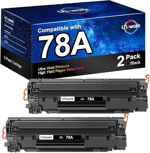 Uniwork 78A Black Toner Cartridges (2-Pack)-Compatible Toner | for 78A CE278A Toner Cartridges Works with HP LaserJet Pro P1566, P1606 Series, HP LaserJet Pro MFP M1536 Series | CE278A