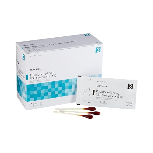 McKesson Povidone Iodine 10% Swabs Stick 75 Sticks, 3 per Pack | Impregnated Swabstick,Sterile,3 Pack