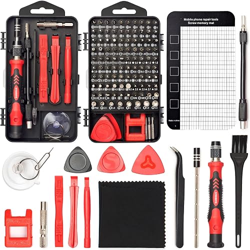 STREBITO Small Precision Screwdriver Set 124-Piece Electronics Tool Kit | 101 Precision Bits, Magnetic Screwdriver Set for Computer, Laptop, Cell Phone, PC, MacBook, iPhone, PS4, PS5, Xbox Repair