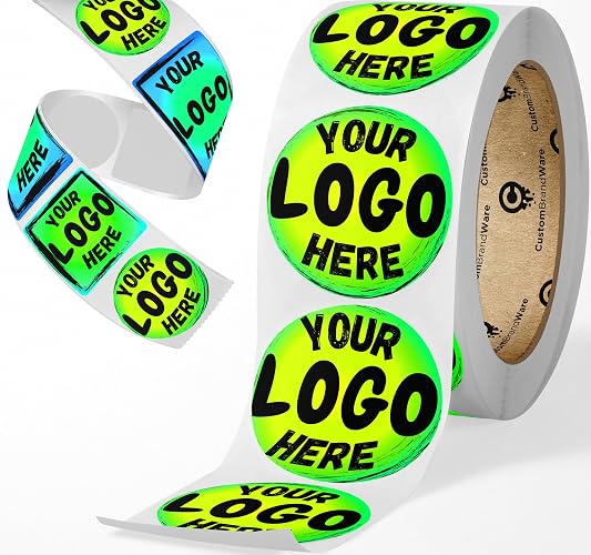 CustomBrandWare Build Your Own Stickers - Any Design Or Logo - Personalize Business - 50+ Roll - Multi Shapes, Sizes, Backgrounds, Text - Gloss/Matte Labels (1.5 inch Circle)
