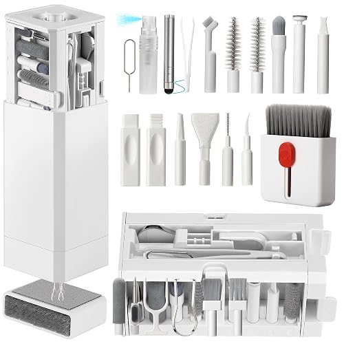 Cell Phone Cleaning Kit, iPhone Cleaning Kit for Charging Port Cleaner Keyboard Cleaning Kit for Airpods/Android/USB C/Earbuds/Laptop/iPad/Camera Lens with Stylus Pen (White)