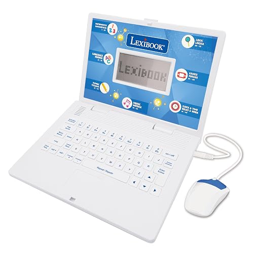 Lexibook, Educational Laptop for Kids, JC598i2 | Spanish/English, 124 activities, Maths, Logic, Clock reading, Music