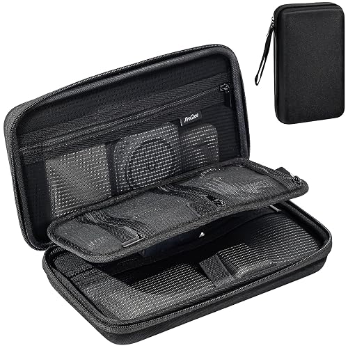 ProCase Large Hard Travel Electronic Organizer Case for MacBook Power Adapter Chargers Cables Tech Organizer Hard Drive USB Flash Disk SD Card Portable Electronics Accessories Bag -Black