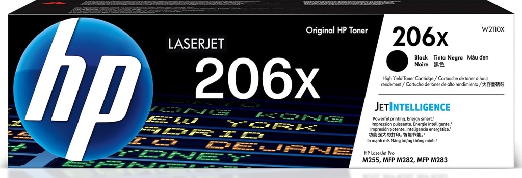 HP 206X Black High-Yield Toner Cartridge | Works with Color LaserJet Pro M255, MFP M282, M283 Series | W2110X