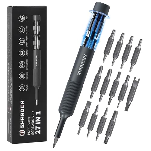 SHARDEN 27-in-1 Precision Screwdriver Set Multi Bit Mini Small Screwdriver | Magnetic Screwdriver Set Pen Style Manual Repair Tool Kit For Eyeglass, Watch, Computer, Jewelers, Laptop, Electronics, Phone
