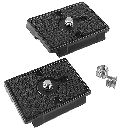 2 Pack Quick Release Plate, Tripod Quick Release Adapter Compatible for Manfrotto 200PL-14 QR Cameras Tripod, Camera Mounting Adapter with 1/4" and 3/8" Screws Ball Head Parts Replacement Adapter