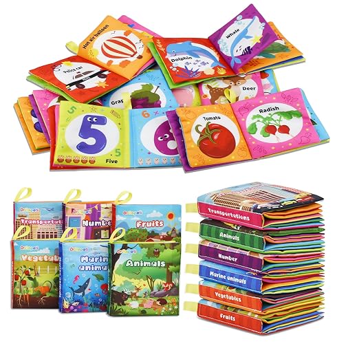 Dr.Rapeti 6 Pack Soft Books, Cloth Book, Bath Book, Baby Book, Crinkle Book | Baby Shower Toy, Washable, Nontoxic, Educational Learning Toy, Sensory Book, Baby Soft Cloth Book, Crinkle Soft Book