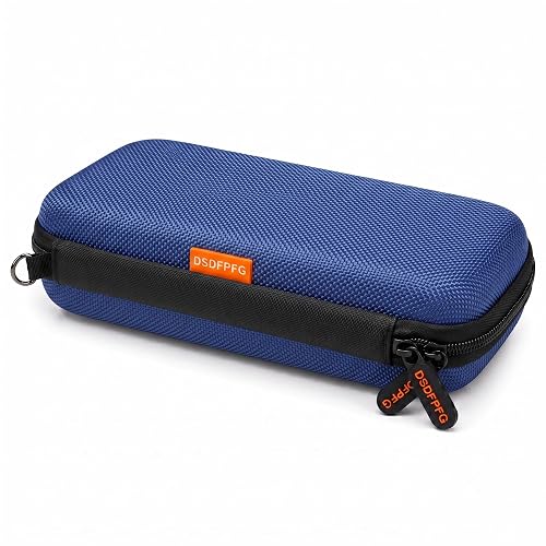 Small Hard EVA Carrying Case for Power Bank, External Hard Drive, Charger | Blue Universal Portable Protective Travel Bag Zipper Case Storage Pouch for Cell Phone, USB Cable, Electronic Accessories