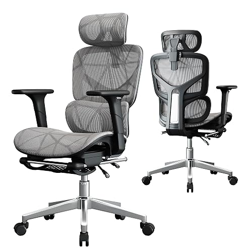 Ergonomic Office Chair, Mesh Computer Chair,400lbs Capacity | 3D Adjustable Lumbar Support,Adjustable Headrest and Armrests,Premium Desk Chair for Office,Home & Gaming(Grey)