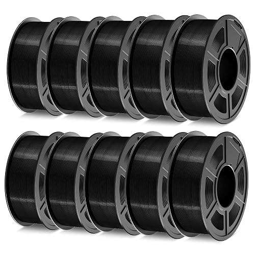 TECBEARS PETG Filament 1.75mm, 10kg Bundle, Black | Strong Toughness PETG, Good Layer Adhesion, High Precision 3D Printer Filament, Dimensional Accuracy ±0.02mm, 10*1kg/Spool