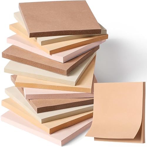 Thenshop 12 Pads Boho Sticky Notes 3"x3" 50 Sheets | Self Stick Notes Pads Memo boho Office Supplies Vintage Aesthetic School Accessories Easy Peel Repositionable