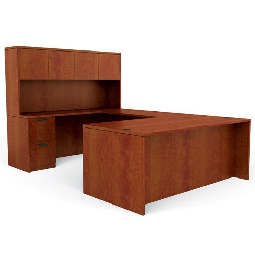 Offices To Go LAYOUTCADC U-Shaped Management Straight Front Desk, Credenza, Hutch, Files, 65-1/2"H x