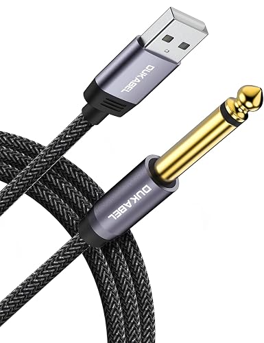 DUKABEL USB Guitar Cable for Instruments Recording - 8Feet/2.4Meter | 24bit/48kHz Input, 1/4inch TS Guitar Recording, for Guitar Bass Piano Recording, Work for PC Mac etc (NOT FOR ROCKSMITH)