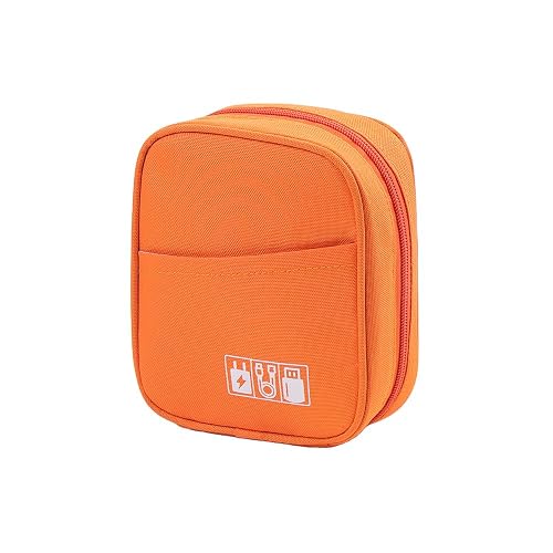 E-Tree Tech Storage Pouch,Travel Electronics Cord Charger Organizer Case | Small Accessories Bag for Power Bank Computer Macbook Laptop Cable Hub,Toiletries Cosmetics Orange,Slip into Backpack Duffel