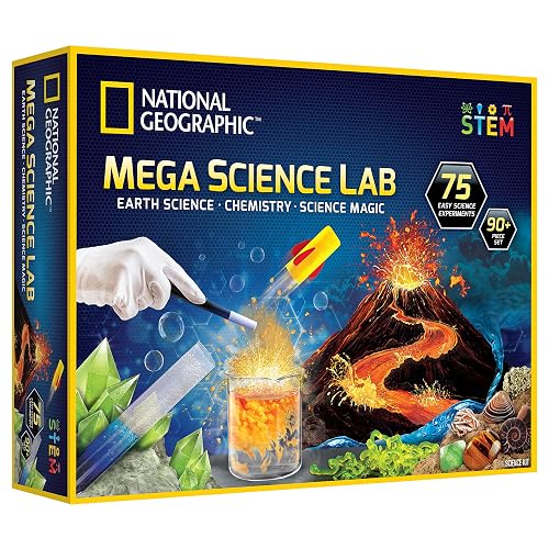 National Geographic Mega Science Lab with 75 Experiments for Kids 8-12 | Earth Science, Chemistry Set, Science Magic, Easy Experiments, STEM Projects, Science Kit for Kids, Birthday Gift