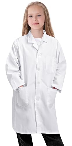 VOGRYE Lab Coat for Girl - White Unisex Kids Doctor's Coat Kids Vet Coat, Doctor Dress Up Costume for Girl
