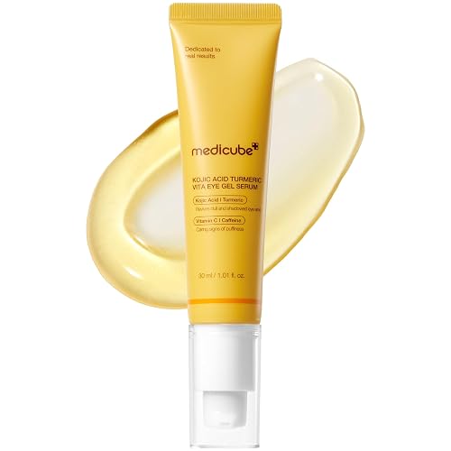 medicube Eye Serum with Kojic Acid Turmeric for All-Day Brightening | Refreshing Eye Gel Serum with Vitamin C, Retinol & Caffeine - Hydrating & Cooling Formula, Korean Skincare, 1.01 fl.oz