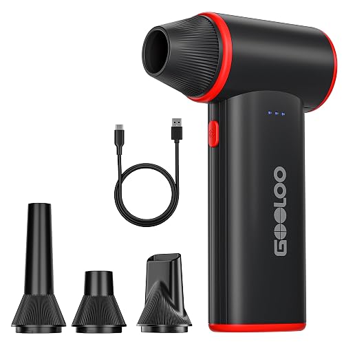 GOOLOO F3 Compressed Air Duster, 150000RPM Ultra-Power PC Air Duster | 3-Gear Electric Air Blower, Alternative to Canned Air, Mini Blower with 4-Hr Max Runtime for Keyboard, Car, House, Outdoor