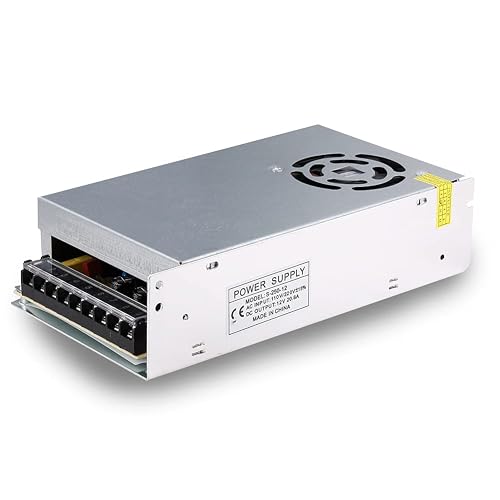 20A 250W 12V DC Power Supply, Universal Regulated Switching AC 110V/220V to DC Converter (SMPS) Transformer Driver Adapter for LED Strip Lights, CCTV Camera System, 3D Printer, Radio, Computer Project