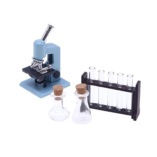 1/12 Miniature Dollhouse Accessories Kit, Laboratory Microscope | Lab Accessories, Test Tube, Measuring Cup, Beaker
