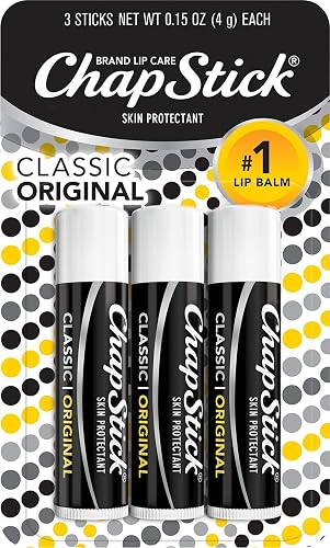 ChapStick Classic Original Lip Balm Tubes, Lip Care - 0.15 Oz (Pack of 3)
