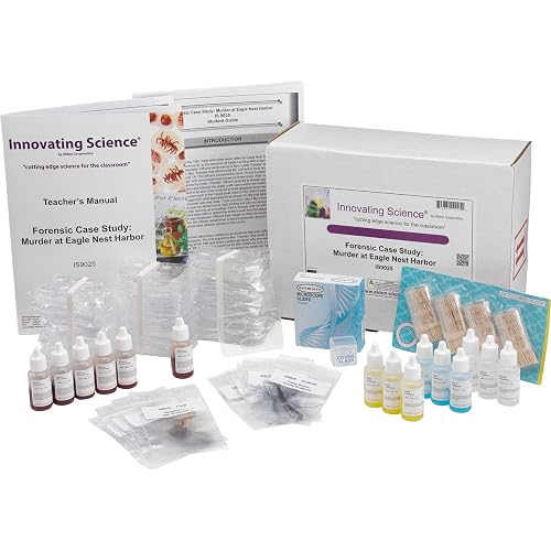 Innovating Science Forensic Lab Kit, Murder at Eagle Nest Harbor, 15 Groups | Hands-On Forensic Science Classroom Activity, Crime Scene Detective Work, Hair Blood & Fiber Evidence, Teacher Manual & SDS