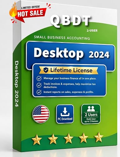 Quick-Book Desktop Pro' Plus 2024 For Windows PC | 2-USER Lifetime Version | Amazon Message Delivery (Instant Download) | NO DVD/USB | 100% Money Back Guarantee