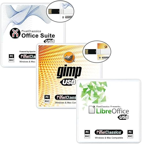 LibreOffice + Office Suite 2026 + GIMP Photo Editor on USB | Compatible with Microsoft Word | One Time Purchase + Lifetime License + Free Updates | Windows 11, 10, 8, 7, Vista, XP, macOS and Mac OS X