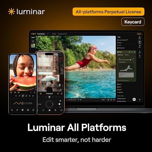 Skylum Luminar AI Photo Editing Software – Lifetime License for Desktop, Mobile and Web. Advanced AI Editor With Retouching, Sky Replacement, RAW Support. Compatible With Adobe Lightroom & Photoshop